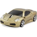 Souris optique sans fil en forme de voiture de sport 3d pour ordinateur portable fll (or)