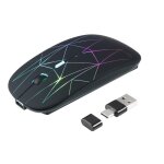 Souris optique sans fil lumineuse 2 en 1, 1600dpi, avec rcepteur usb et type c, rechargeable, ergonomique, ...