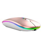 Souris sans fil ergonomique lumineuse rose gold 2400dpi 4 boutons usb rechargeable yonis