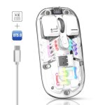 Souris sans fil rechargeable rgb transparente double connexion 2. 4g bluetooth blanc yonis