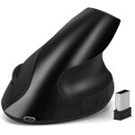 Souris vertical sans fil, 2. 4ghz rechargeable ergonomique souris, 800 / 1200 / 1600 dpi rglable, silence ...