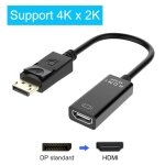 Soutien 4k - dp vers hdmi - compatible mle a femelle cble displayport pc tv mini projecteur ecran de ...