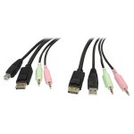 Startech. com cable de commutateur kvm displayport usb 4 - en - 1 de 1, 8 m avec audio et microphone ...