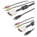 Startech. com c�ble kvm de 1. 80m usb dvi 4 en 1 avec prises audio et micro - 4x 3. 5 mm m�le - 2x dvi ...