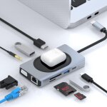 Station d'accueil 9 en 1 pour macbook pro, adaptateur usb c vers hdmi, 3. 5mm audio sd tf vga rj45, usb ...