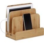 Station d'accueil bambou smartphone t�l�phone portable organiseur bureau 3 niveaux bois hxlxp: 23 x 25, ...