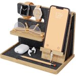 Station d'accueil en bois pour t�l�phone, cadeau homme utile, cadeau anniversaire papa, rangement pour ...