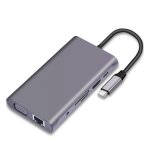 Station d'accueil de type c 10 en 1, usb 3. 0, adaptateur de type c vers hdmi / vga, hub multifonction ...