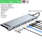 Station d'accueil de type c 11 / 12 en 1, hub usb c 3. 0, sparateur multiport, adaptateur 4k rj45 sd ...