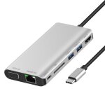 Station d'accueil de type c, usb 3. 0x2 + lecteur de carte sd + hdmi / vga + jack 3. 5 + lan gigabit ...