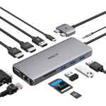 Station d'accueil macbook double moniteur, adaptateur thunderbolt 3 usb c 12 en 2 pour macbook pro / ...