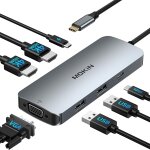Station d'accueil pour ordinateur portable, 7 en 1 usb c vers hdmi double, adaptateur usb c multiport ...
