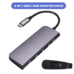Station d'accueil portable 5 - en - 1 en alliage d'aluminium durable, adaptateur hub de type c, usb 3. ...