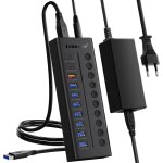 Station d'accueil usb 10 en 1, 7 ports usb 3. 0, 3 ports de charge usb c / a avec commutateur d'alimentation ...