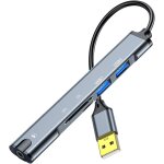 Station d'accueil usb 5 en 1 usb 2. 0 vers usb 2. 0 trrs 3, 5 mm lecteur de carte tf / sd adaptateur ...