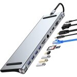 Station d'accueil usb c 11 en 1, usb de type c vers 4k 30 hz, hdmi + vga, lecteur de carte sd / tf, rj45, ...