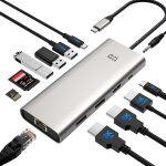 Station d'accueil usb - c 12 - en - 1 triple 4k - dock avec 8k dp1. 4 / dp2. 0, 4k hdmi, charge pd 100w, ...