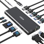 Station d'accueil usb - c 2 moniteurs, pour ordinateur portable, triple �cran 14 en 1, adaptateur de ...