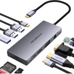 Station d'accueil usb c, adaptateur multiport 10 en 1 avec 4k @ 30 hz, ethernet 1 gbit / s, vga, 3 usb ...