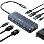 Station d'accueil usb c double hdmi adaptateur 8 en 1 usb c hub 3 moniteurs avec hdmi 4k + vga + pd100w ... Station d'accueil usb c double hdmi adaptateur 8 en 1 usb c hub 3 moniteurs avec hdmi 4k + vga + pd100w ...