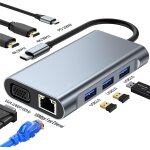 Station d'accueil usb c  double hdmi, adaptateur multiport de type c avec double hdmi (4k@30hz), 1080p ...