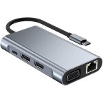 Station d'accueil usb c a double hdmi, adaptateur multiport de type c avec double hdmi (4k@30hz), 1080p ...