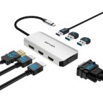 Station d'accueil usb - c pour quatre crans, station d'accueil hdmi avec deux ports hdmi, dp, vga et ...