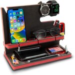 Station de charge en bois pour t�l�phone, tablette, montre, portefeuille, accessoires, organisateur de ...
