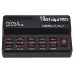 Station de charge rapide intelligente  10 ports usb 12a, puissance 60w, adaptateur usb poreux pour ipad, ...