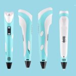 Stylo d'impression 3d pour enfants 20 couleurs pla avec protections des doigts bleu yonis