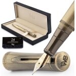 Stylo - plume de luxe - superbe stylo en cuivre bross, plume dore 18k (moyenne), convertisseur d`encre, ...