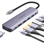 Subzonal - adaptateur usb c double hdmi, 7 en 1 usb c docking station dual monitor avec 2 hdmi, 3 usb3. ...