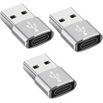 Subzonal - adaptateur usb - c vers usb 2. 0 en alliage d'aluminium, lot de 3 pour ordinateur portable, ...