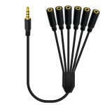 Subzonal - c�ble audio r�partiteur en y 3, 5 mm, 4 p�les 1 vers 6 voies 3, 5 mm trrs aux jack st�r�o ...