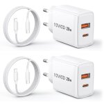 Subzonal - chargeur rapide iphone 2 - pack certifi� mfi 20w chargeur rapide usb c for iphone 14 / 14 ...
