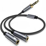 Subzonal - r�partiteur de micro pour casque audio 2 voies, prise jack 3, 5 mm, adaptateur tress� 2 femelles ...