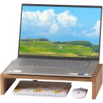 Support de moniteur en bois support de bureau en bois pour pc / ordinateur portable / tv bras et supports ...