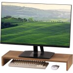 Support de moniteur en bois support de bureau en bois pour pc / ordinateur portable / tv bras et supports ...