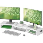 Support moniteur double, rehausseur ecran pc de bureau, organisateur de bureau en bois, longueur et angle ...