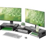 Support moniteur double, rehausseur ecran pc de bureau, organisateur de bureau en bois, longueur et angle ...