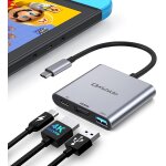 Switch docking station pour nintendo switch, adaptateur usb c vers hdmi 4k, 3 en 1 usb c hub avec usb ...