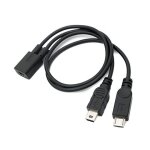 System - s c�ble usb 3. 1 mini b femelle vers fiche m�le et adaptateur micro b m�le noir 30 cm