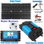 Systme de production d'nergie solaire, onduleur 110v / 220v 6000w, panneau solaire 12v 30a, contrleur, ...