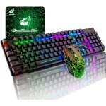 T3 clavier souris sans fil, arc - en - ciel r�tro�clair� 2. 4g sensation m�canique rechargeable clavier ...