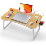Table de lit, support ordinateur portable lit, bureau de lit avec 4 usb, tablette support, tiroir, poigne ...
