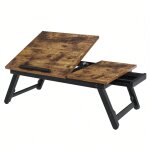 Table de lit, support pour ordinateur portable, pour écran jusqu'à 15, 6 pouces, marron rustique Table de lit, support pour ordinateur portable, pour écran jusqu'à 15, 6 pouces, marron rustique