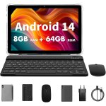 Tablette 10 pouces, 8 go (4 + 4 go expand), 64 go rom, android 13, 1 to expand, qcta core, wifi 6, 6000 ...