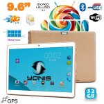 Tablette 4g 9. 6 pouces android lollipop octa core 2 go ram bluetooth gps 32go or + sd 64go yonis