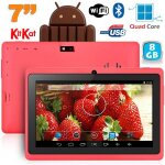 Tablette tactile 7 pouces quad core bluetooth 1go ram android lollipop 12go rose - yonis
