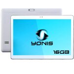 Tablette tactile android 10 pouces 3g dual sim quad core wifi bt 16go blanc + sd 32go yonis